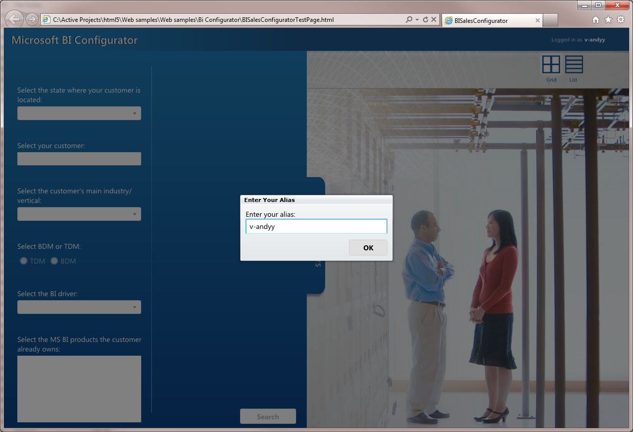 Microsoft BI Sales Configurator Tool - SharePoint Integration